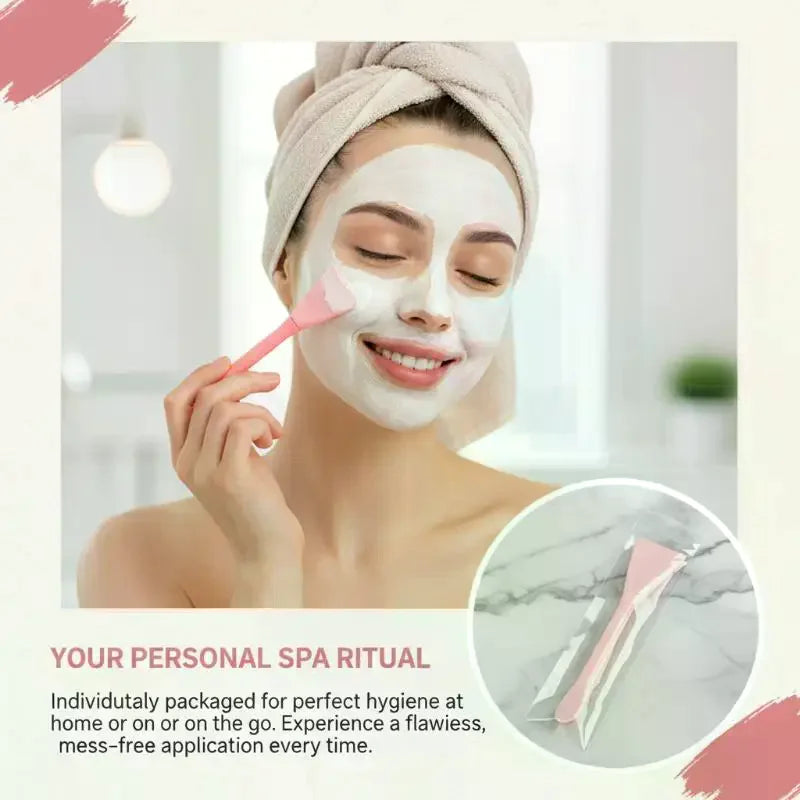 Double Head Dual-use Facial Mask Brush Silicone Facial Mask Stick With Scoop Facial Beauty Tool Peaceful Pleasures Health and Wellness