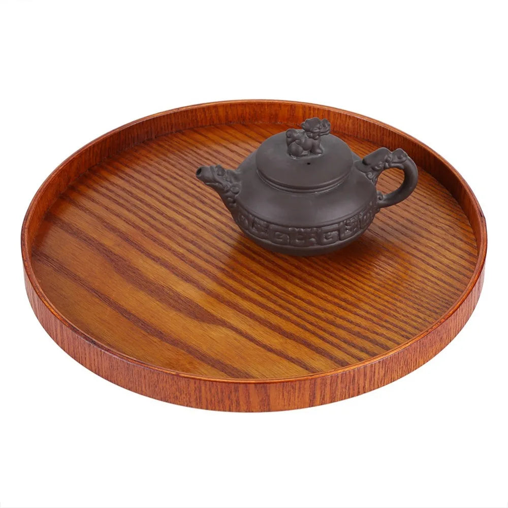 Round Rustic Wooden Serving Tray | Natural Wood Home Décor