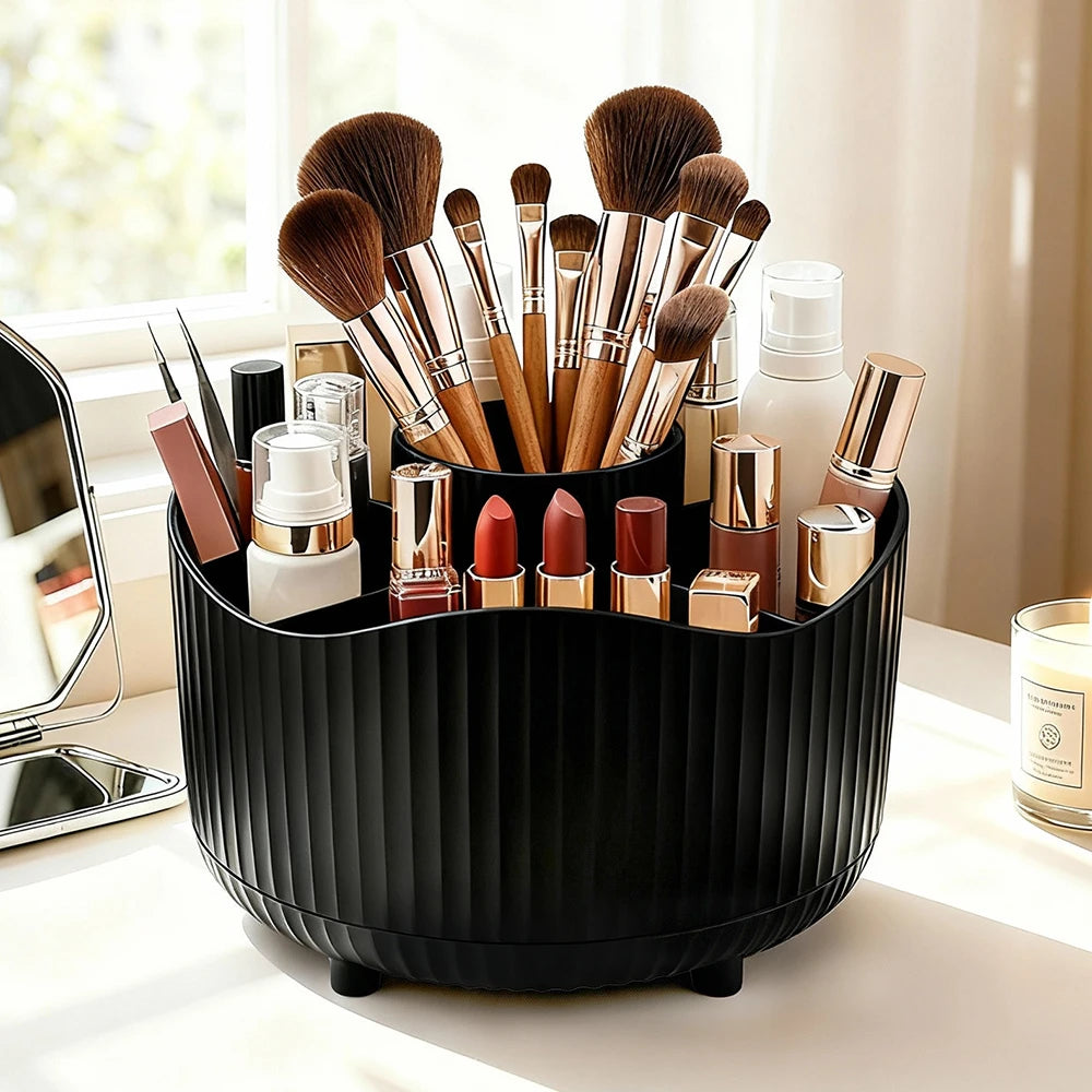360° Rotating Makeup Organizer – Brush & Lipstick Holder Makeup Organizer Peaceful Pleasures Health and Wellness 360ZY-BK