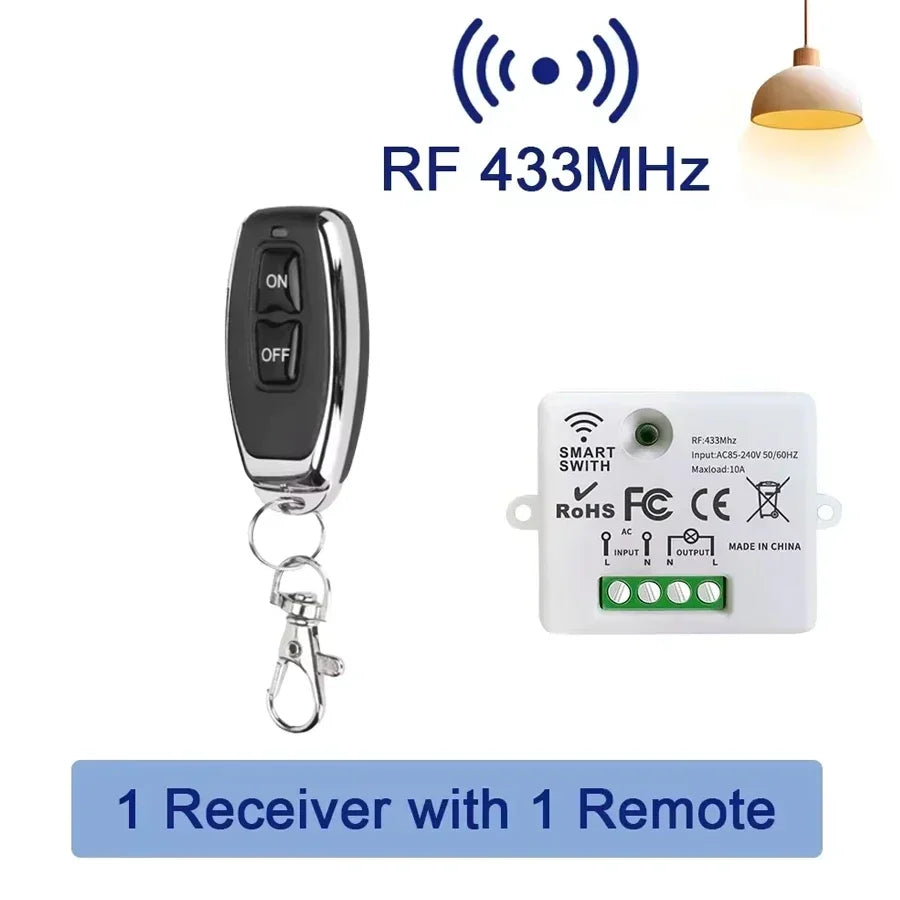 RF433MHz Wireless Remote Control Light Switch 10A Relay