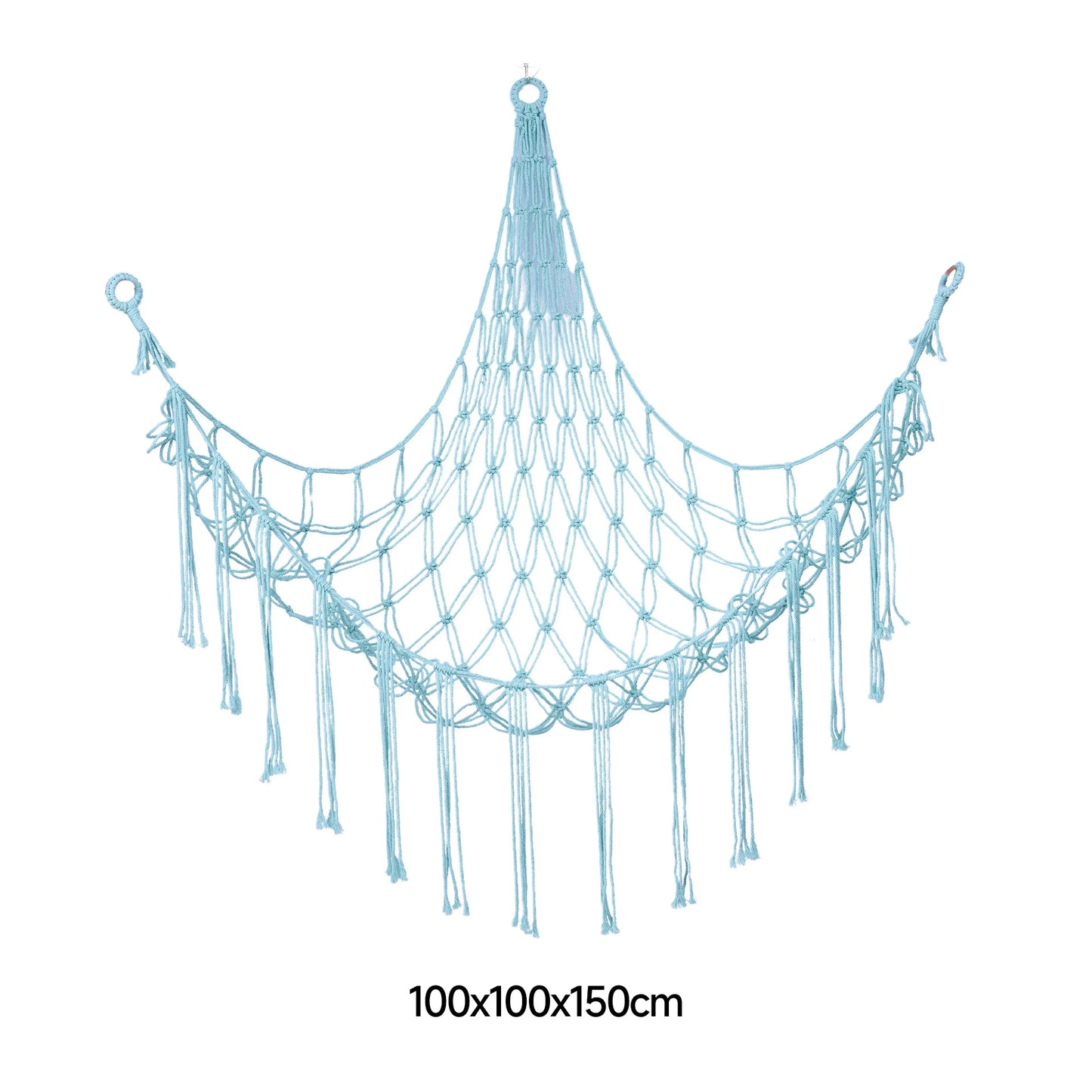 Triangle Wall Hanging Toy Net Pouch Children Room Storage Organizer Knitted Plush Toy Hammock Net Peaceful Pleasures Health and Wellness Blue A