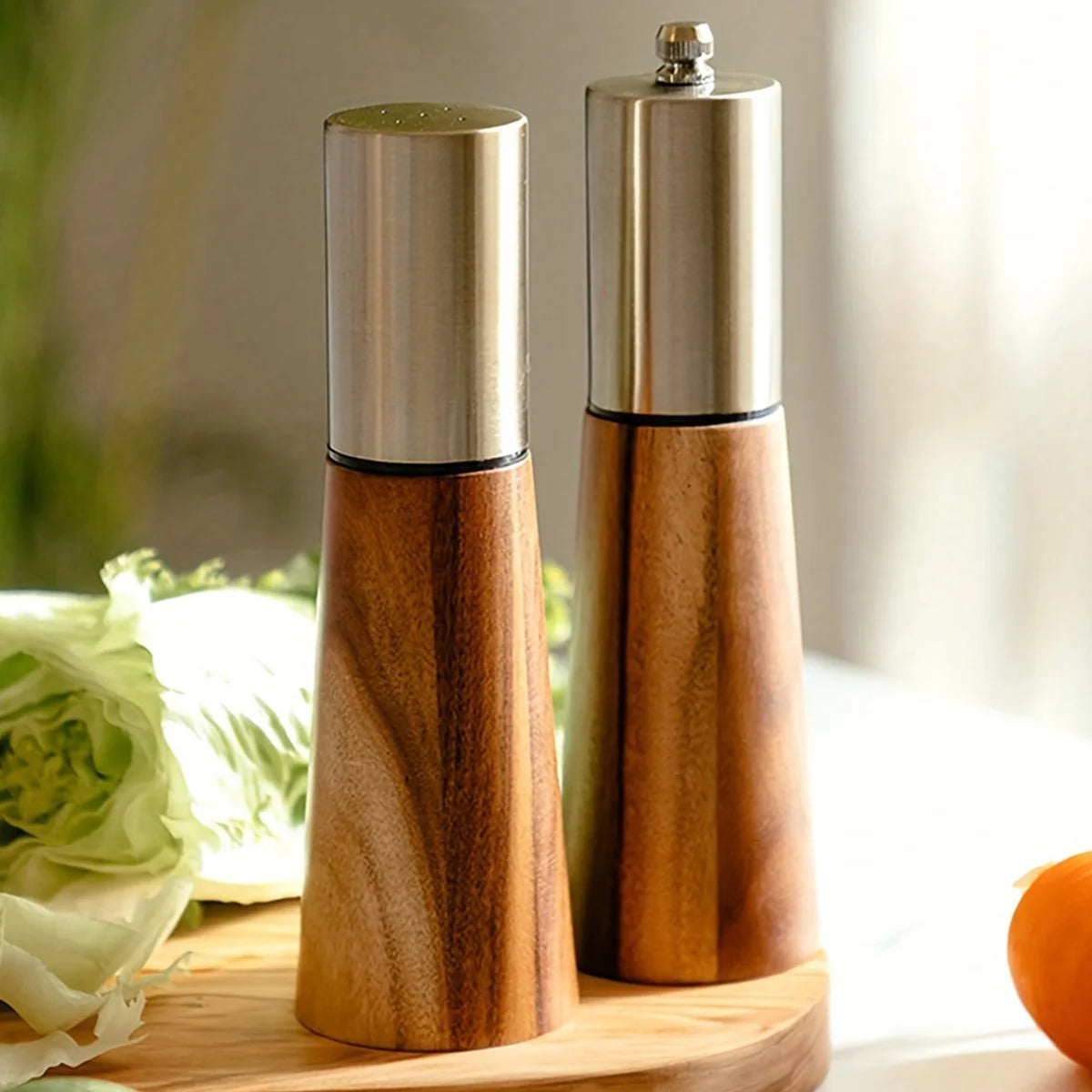 2PCS Salt Shaker Set & Durable Wooden Pepper Grinder with Hand Fill Salt Shaker, Pepper Grinder with Ceramic Grinding Core Peaceful Pleasures Health and Wellness