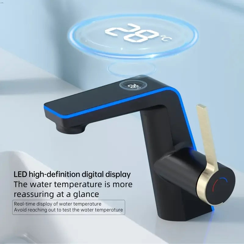 Modern Bathroom Faucet with Digital Temperature Display