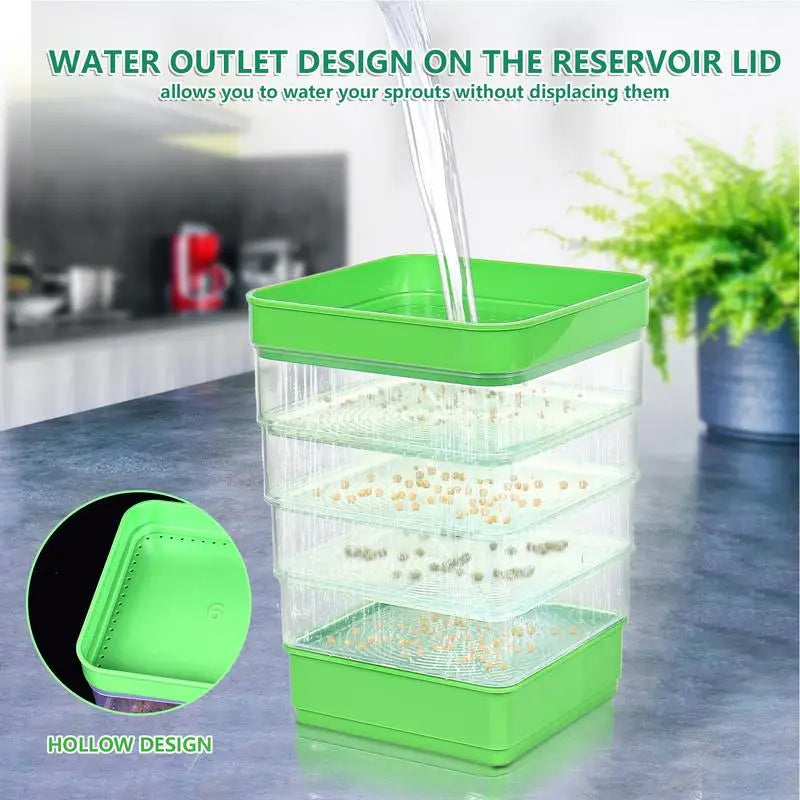 Seed Sprouter Tray With Cover Sprout Dish Growing Pot Sprout Dish Growing Pot Vegetables Plants Germination Nursery Tray Peaceful Pleasures Health and Wellness