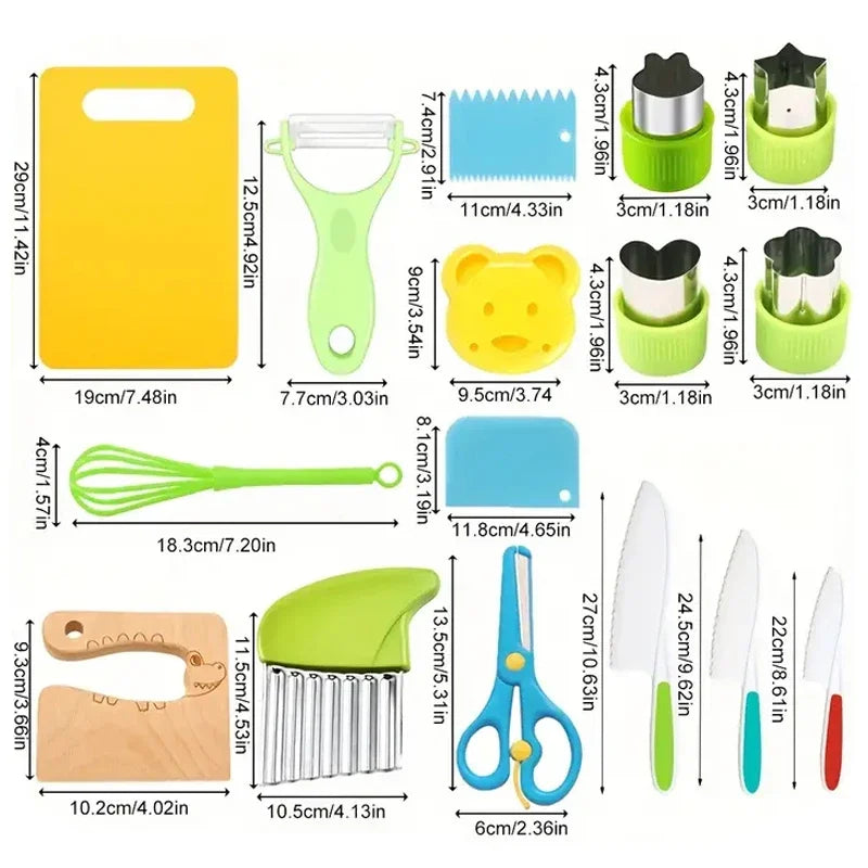Kids Safe Plastic Kitchen Knife & Cutter Set – Toddler Cooking