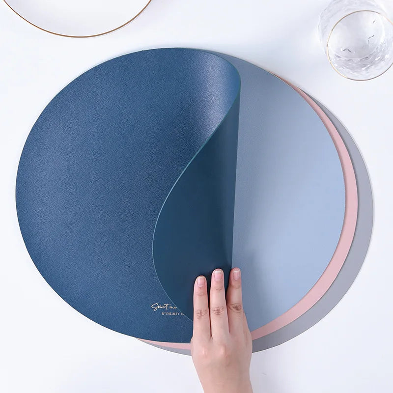 2/4/6PCFaux Leather Placemats Round Place Mats for Kitchen Dining Patio Table,Non-Slip,Heat Resistant,Washable Peaceful Pleasures Health and Wellness