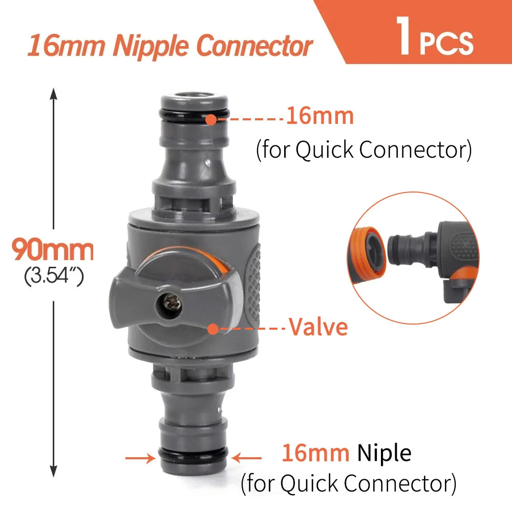 16mm Ball Valve Hose Coupling Joint Extender Connect Repair Adapter Quick Connector for Garden Irrigation Tubing Stop Water Peaceful Pleasures Health and Wellness M to M-1PCS