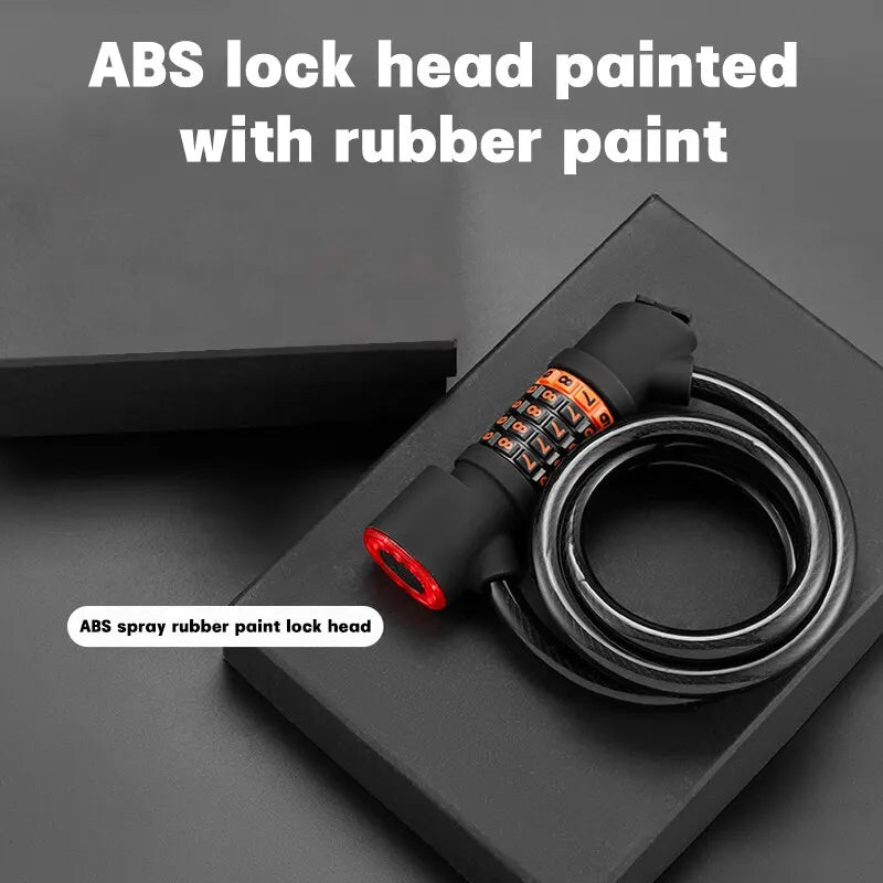 Bike Lock with Tail Light – 5-Digit Steel Cable Combo Lock