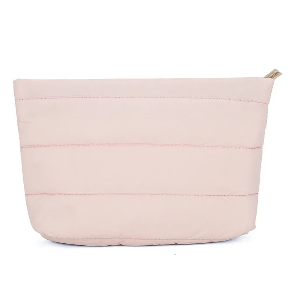 Quilted Cosmetic Bag – Large Travel Makeup Organizer with Zipper