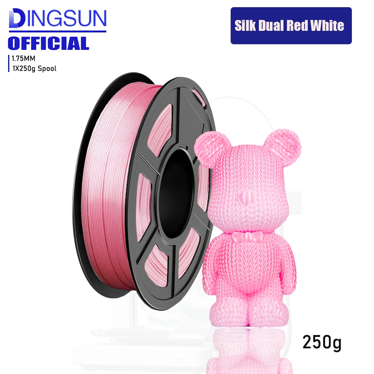 Silk Gradient PLA+ Filament 1.75mm Blue White | DINGSUN 3D