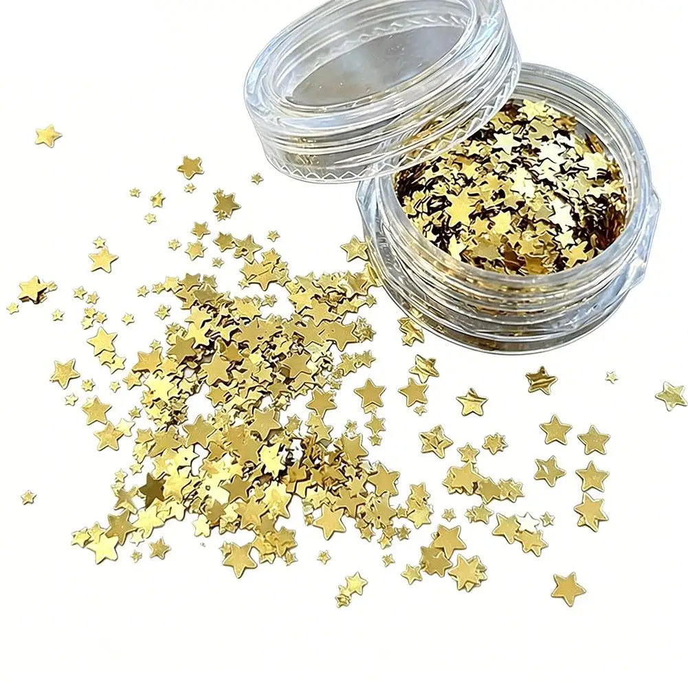 Silver Star Nail Glitter Sequins – Shiny Flakes & Charms