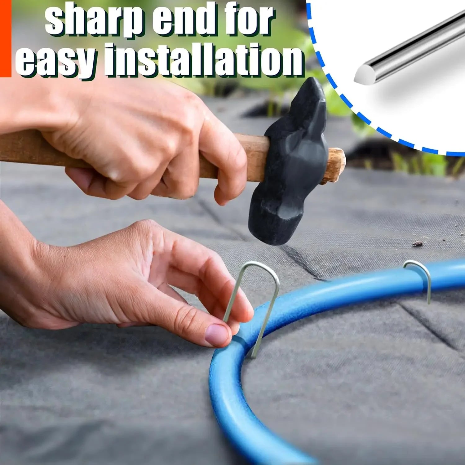 U-type Garden Staples Heavy-duty Fence Tubing Stakes Sod Pins Galvanized Landscape Spike for Holding Lawns Barrier Ground Nail Peaceful Pleasures Health and Wellness