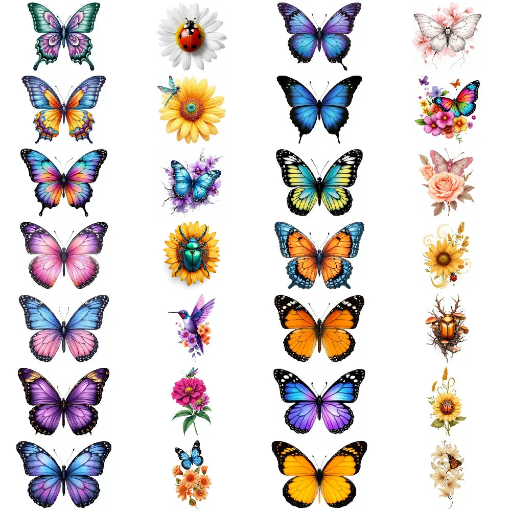 28-Piece Temporary Tattoo Stickers – Hummingbird, Ladybug & Beetle
