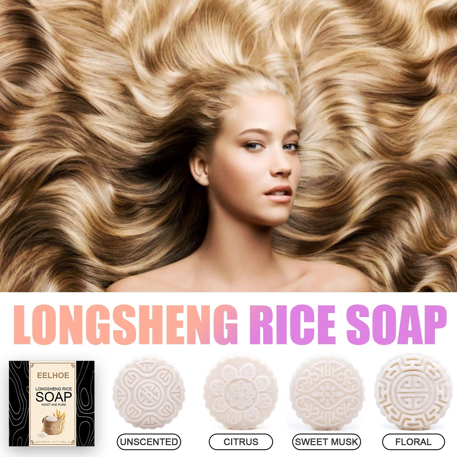 EELHOE Rice Soap Shampoo Bar for Hair Growth Care Peaceful Pleasures Health and Wellness
