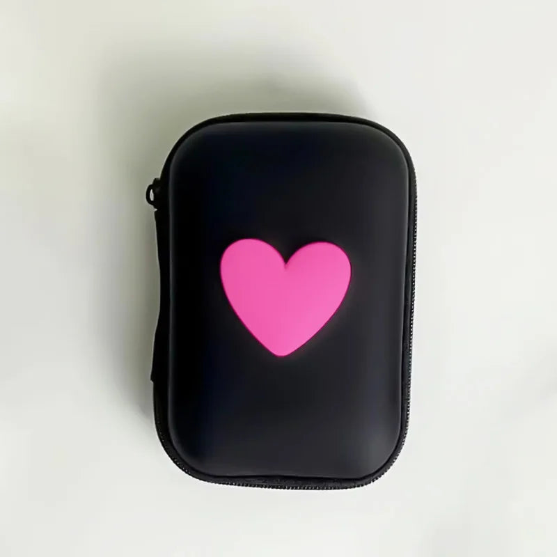 Cross-BorderevaStorage Bag Hard Case Data Cable Packing Box Square Zipper Earphone Bag Digital AccessoriesccdCamera Bag Peaceful Pleasures Health and Wellness Rose red