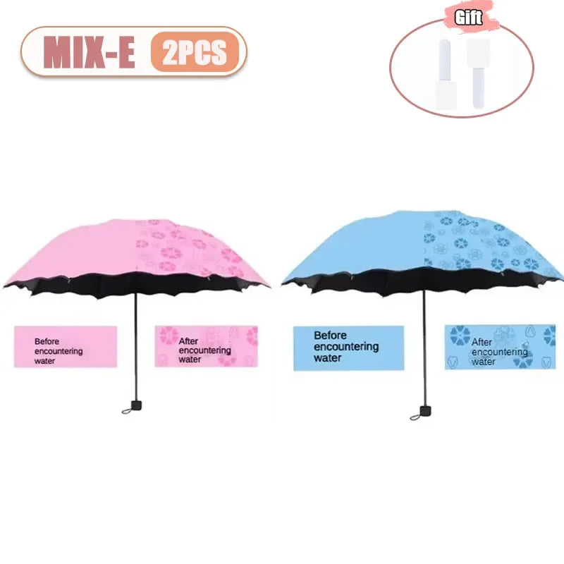 UV Protection Folding Parasol – Sun & Rain Dual Use Umbrella Folding Parasol Umbrella Peaceful Pleasures Health and Wellness metal-fiber composite 8K MIX-E-2PCS