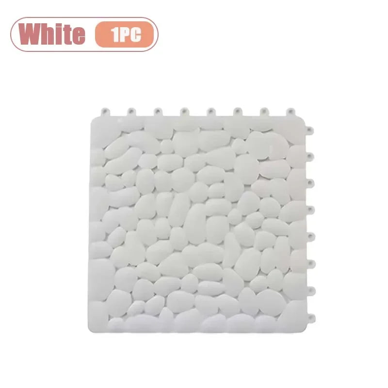 Non-Slip Pebble Bath Mat 30×30cm | Waterproof Splicing Shower Pad