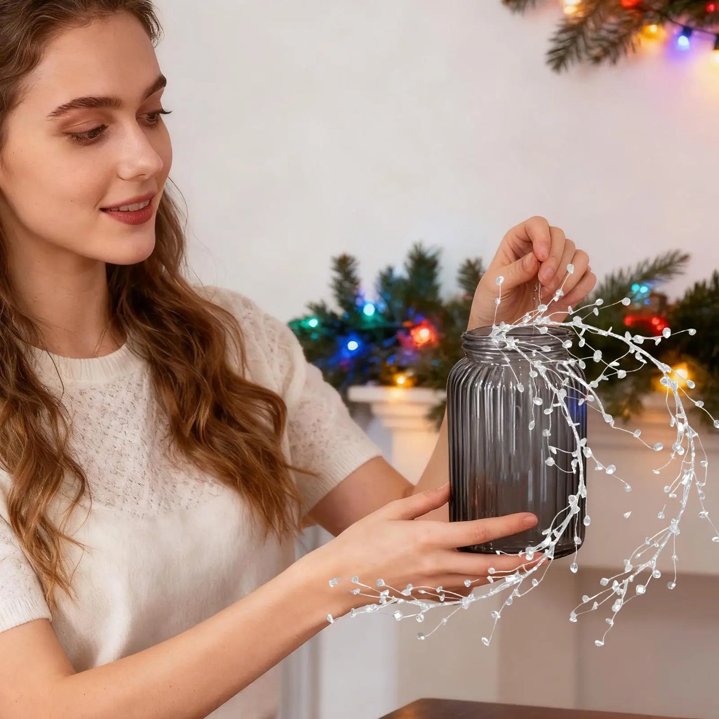 Crystal Bead Garland – Sparkling Pendant for Mantel & Porch