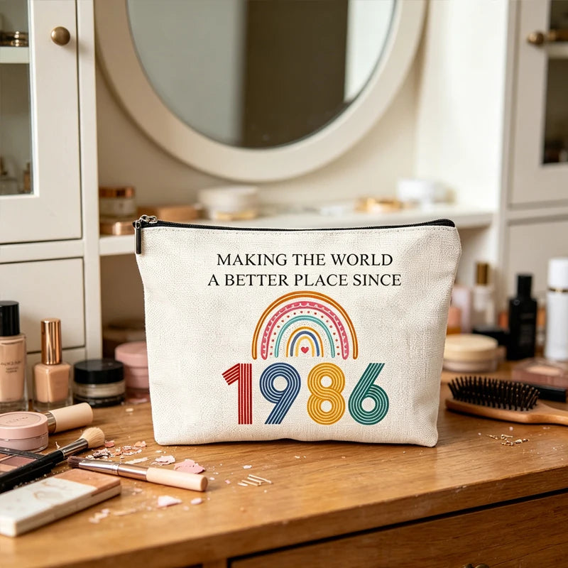Funny 40th Birthday Gifts for Women 1986 Makeup Bag Cosmetic Travel 40 Year Old for Mom Friends Wife Birthday Party Decoration Peaceful Pleasures Health and Wellness