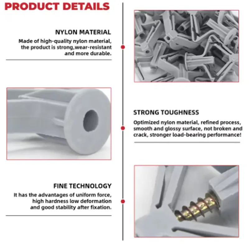 100pcs Drywall Anchor Kit Hollow Wall Anchors Plasterboard Plugs Screws Butterfly Expansion Tube Pipe 50 Set Peaceful Pleasures Health and Wellness