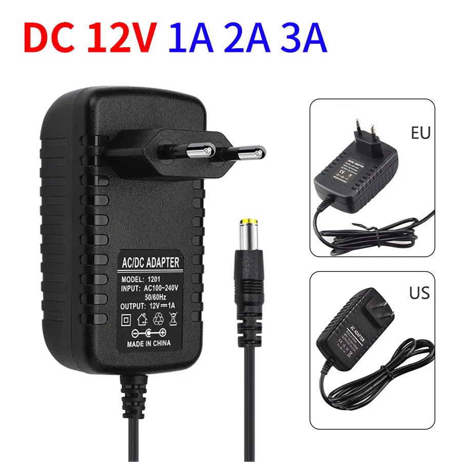 DC12V Universal Power Supply Transformer AC 100-240V to DC 12V Converter Charger Adaptor EU US 1A 2A 3A For LED Lighting Peaceful Pleasures Health and Wellness DC 12V 3A US Plug