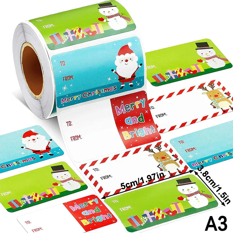 200–500pcs Christmas Stickers PVC Gift Tags & Holiday Seals