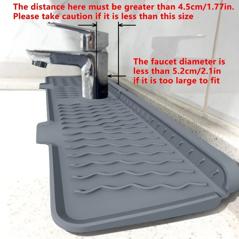 1-Piece Black Wavy Pattern Long Food-Grade Silicone Draining Mat for Kitchen and Bathroom, Faucet Splash-Proof Sink Mat, Long Strip, Foldable, Perfect for Sinks, Durable, Non-Slip, Sink Mat with Inclined Drainage Design Peaceful Pleasures Health and Wellness