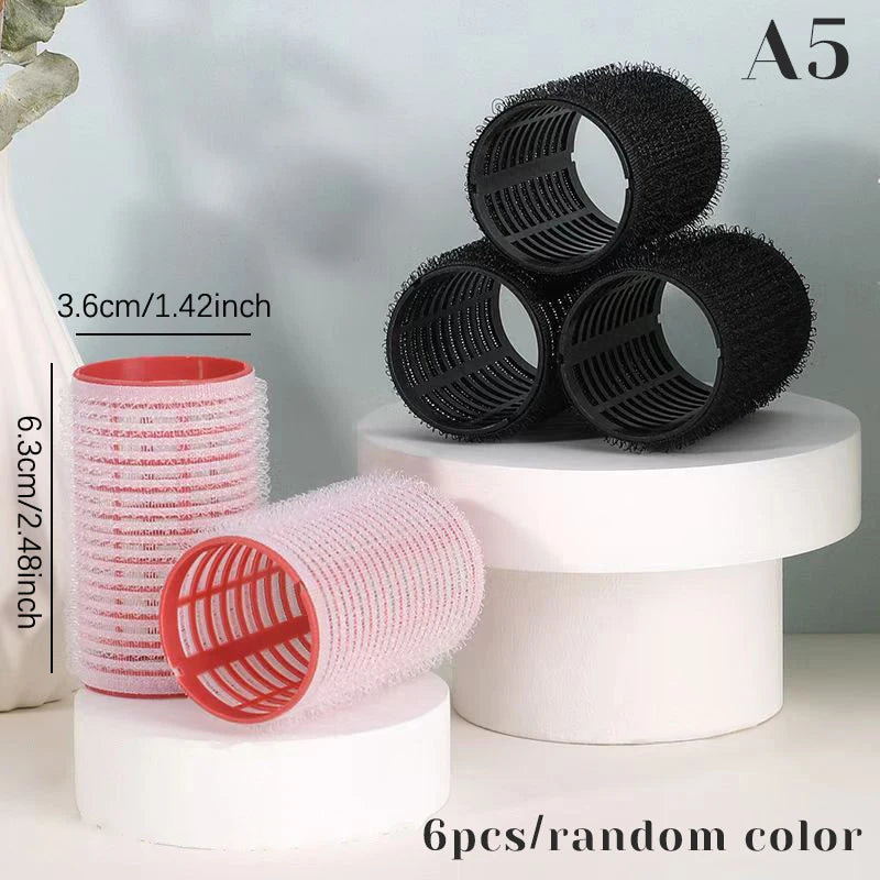 6-Piece Self Grip Heatless Hair Roller Set – Multi-Size Curlers