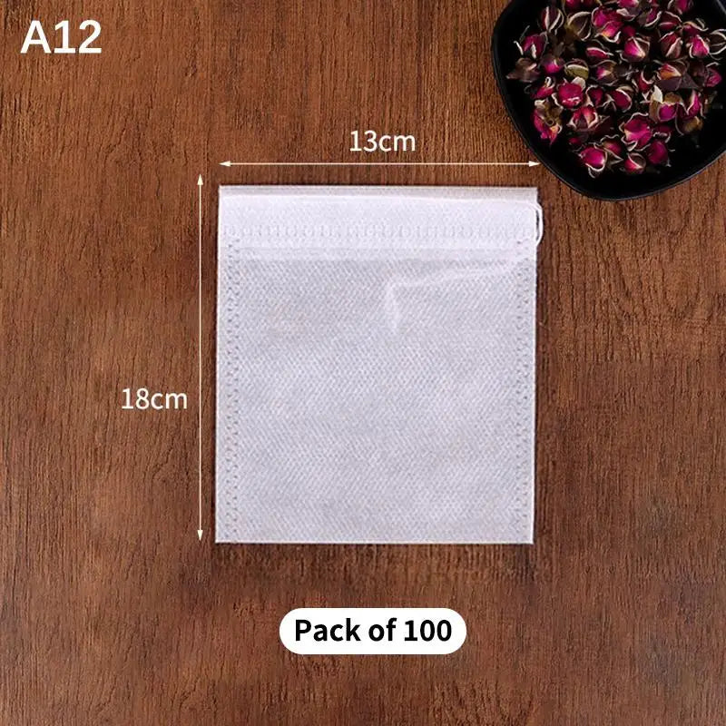 100 Disposable Drawstring Tea Bags – Empty Filter Pouches Tea Filter Bags Peaceful Pleasures Health and Wellness A12