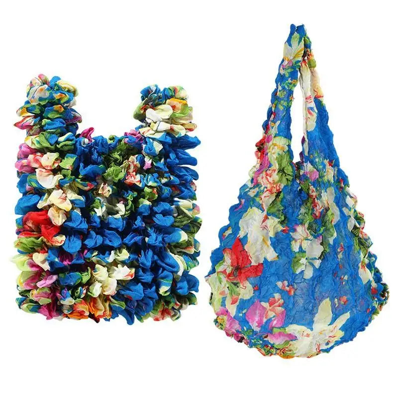 Pleated Foldable Shopping Bag – Large Capacity Stretch Handbag