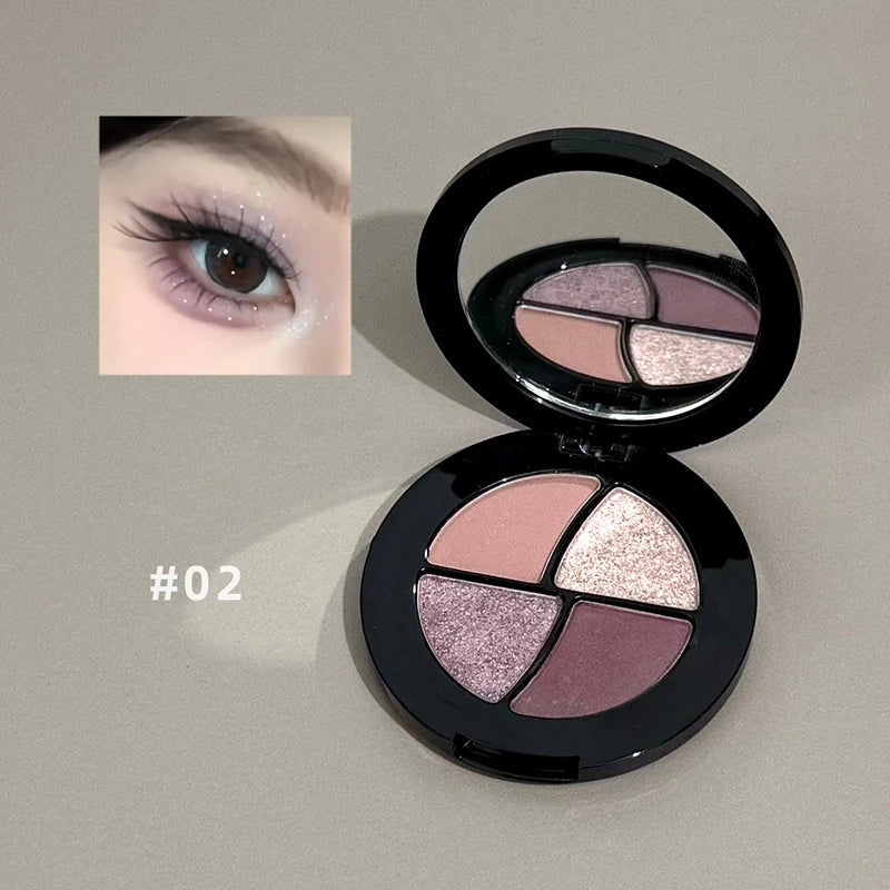 Art Value 4-Color Eyeshadow Palette – Glitter, Shimmer & Matte