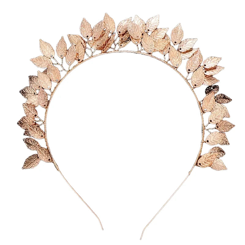 Bridal Hand-made Flower Hairband For Wedding Hairstyle Accessory With Soft-Lining And Durable Alloy Peaceful Pleasures Health and Wellness Gold