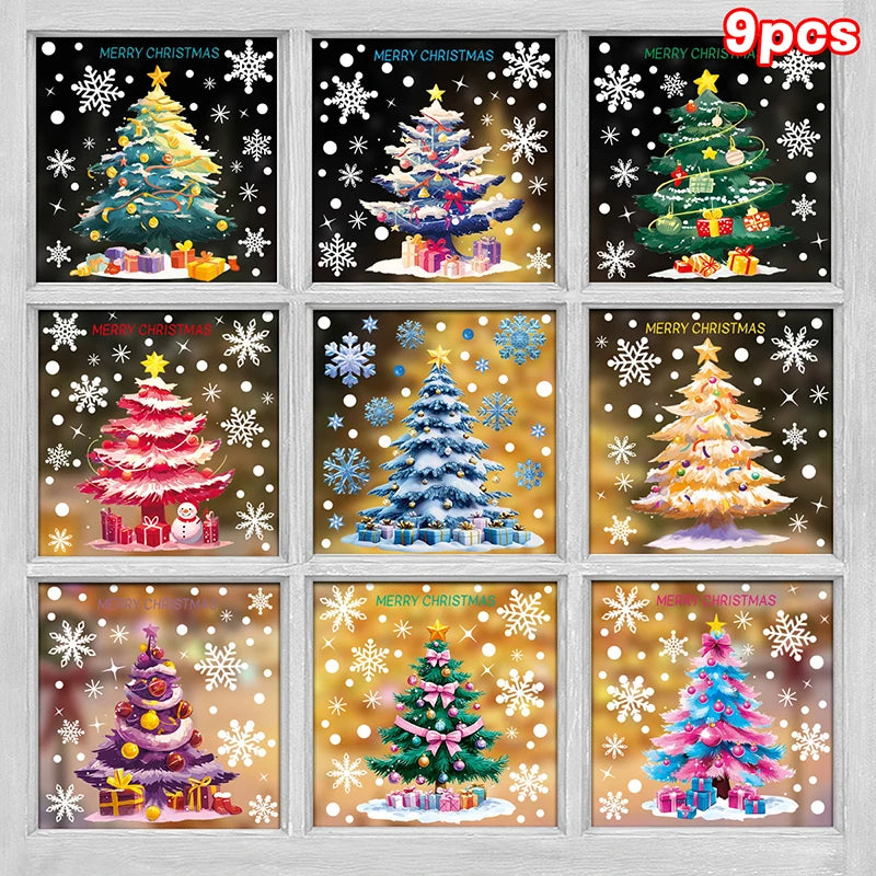 Christmas Window Clings – Tree, Snowman & Snowflake Decals