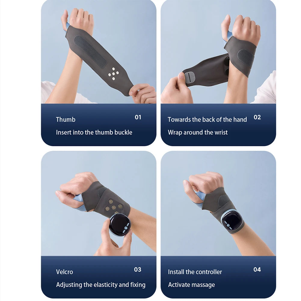 EMS Wrist Guard Wrist Compression Brace 5 Modes 9 Levels Wrist Protector Bandage Adjustable Wrist Massage Wrap for Tendonitis Peaceful Pleasures Health and Wellness