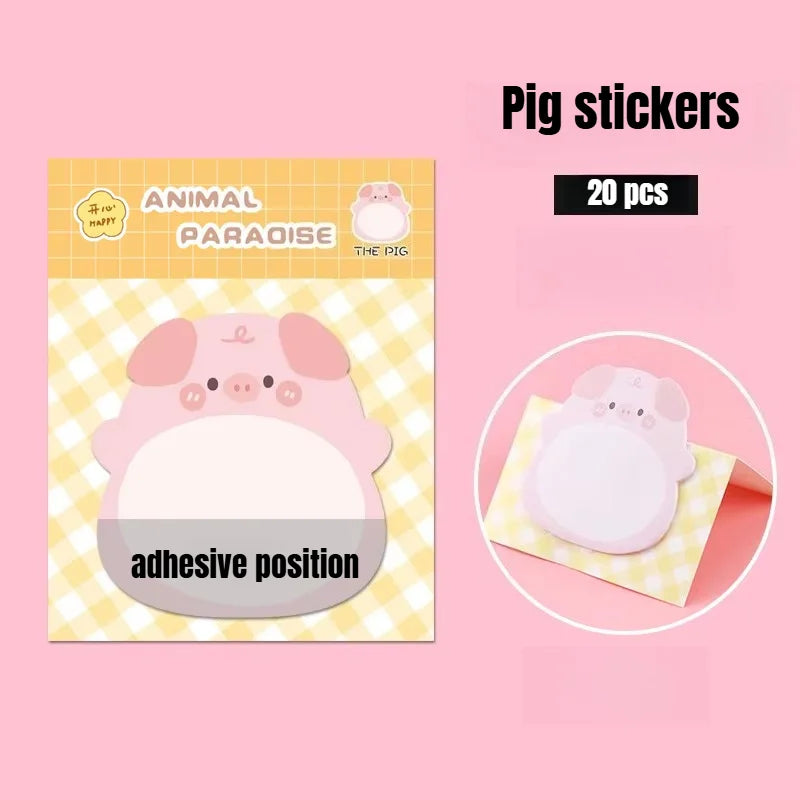 New 8 Packs Cartoon Small Animal Special-shaped Sticky Notes Office Simple Shape Creative Sticky Notes Cute Colorful Note Paper Peaceful Pleasures Health and Wellness 8Pcs-7