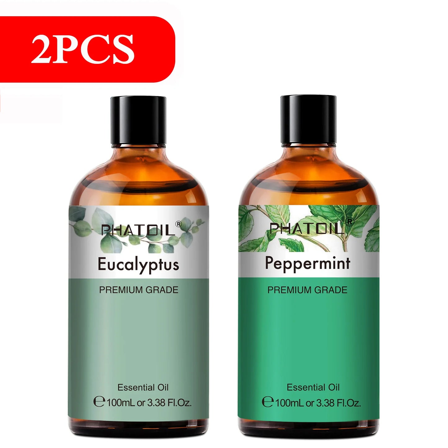 PHATOIL 100ml Aromatherapy Essential Oil-Lavender Rose Vanilla Eucalyptus Sandalwood Pine Needles for Diffuser,Candle Making Peaceful Pleasures Health and Wellness EucalyptusPeppermint 100ML