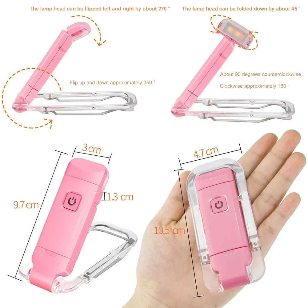 LED USB Rechargeable Clip Book Light – Eye Protection Reading Lamp