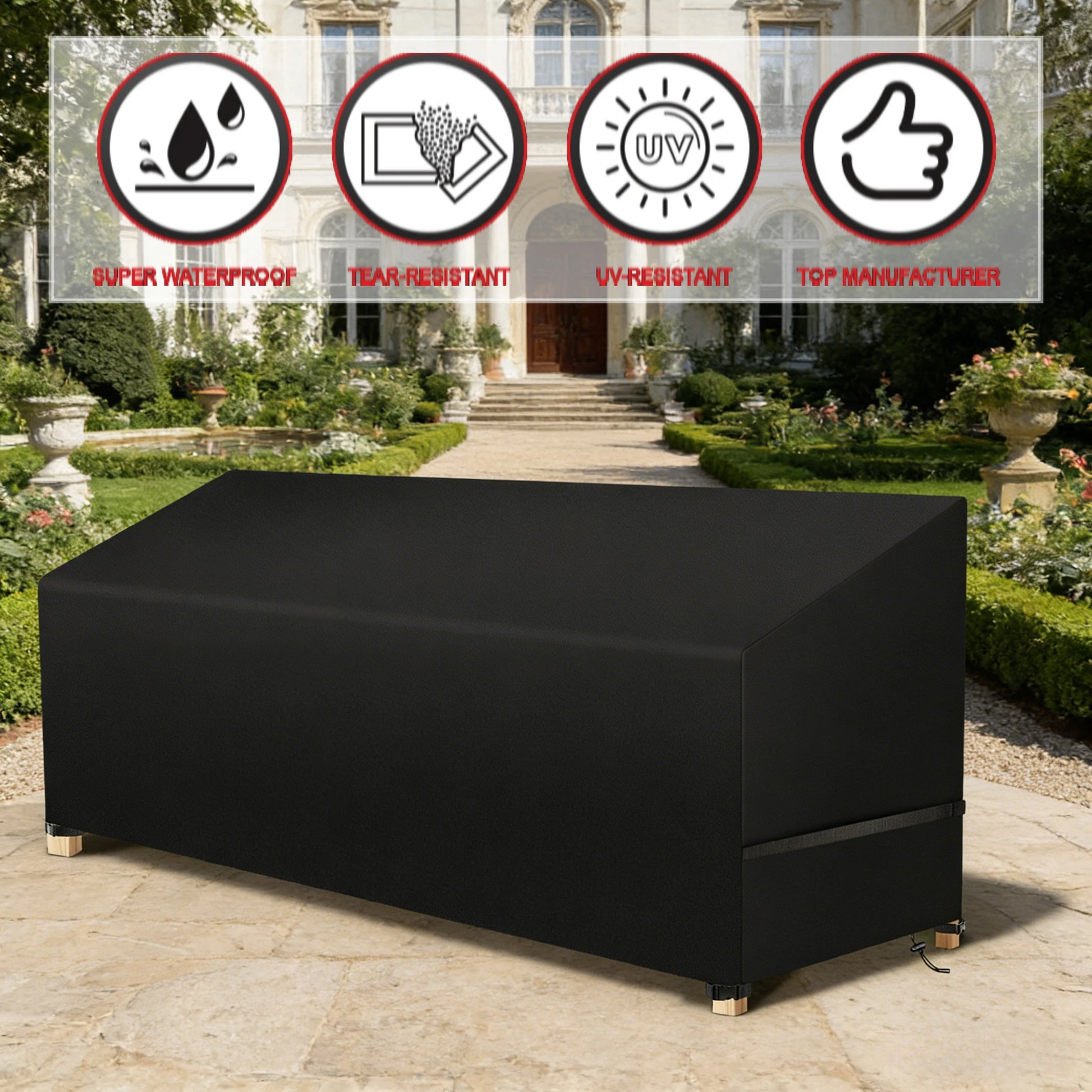 Waterproof Garden Bench Cover 162x66x66x89CM 3 Seater Heavy Duty Oxford Fabric Bench Covers for Bench Seat Love Seat Patio Couch Peaceful Pleasures Health and Wellness