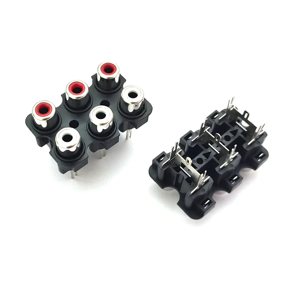 2/5/10PCS 2/4/6Hole RCA Female Stereo Audio Jack AV Audio Input Socket Connector Lotus Row Amplifier Interface Signal Connection Peaceful Pleasures Health and Wellness 6 holes 10PCS