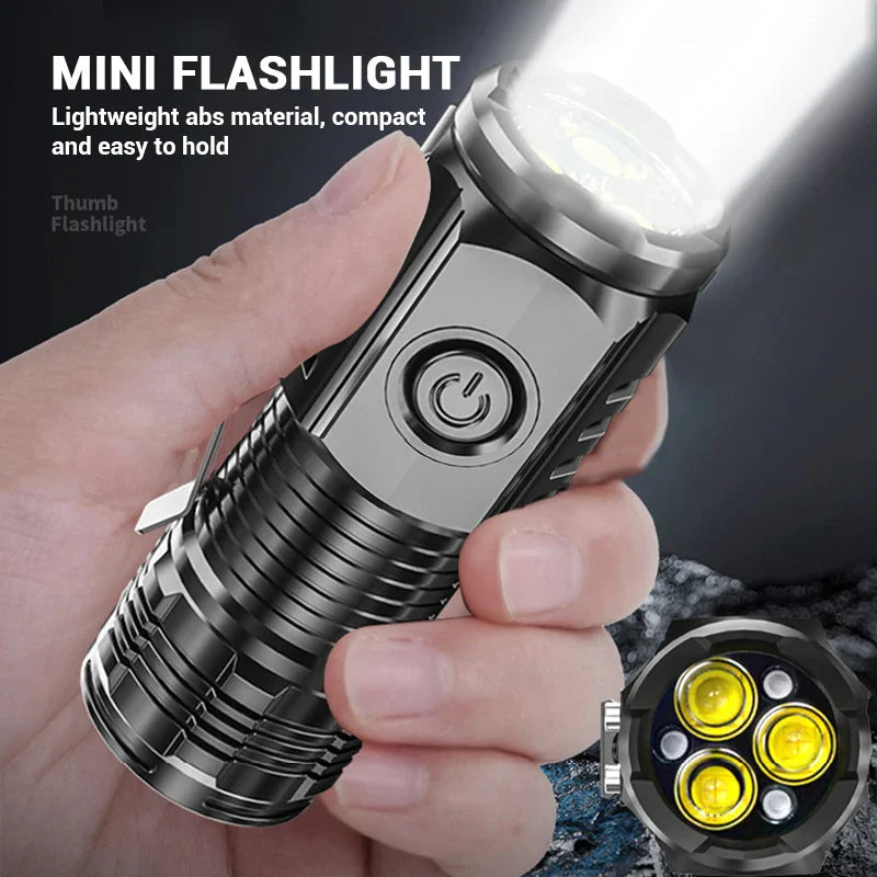 ZHIYU Mini LED Flashlight USB Rechargeable Pen Clip Magnet