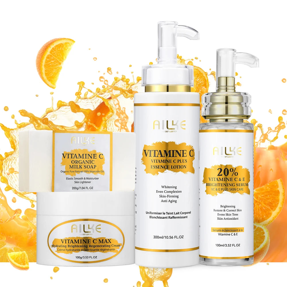 AILKE Vitamin C Brightening Set – Serum, Lotion, Cream & Soap