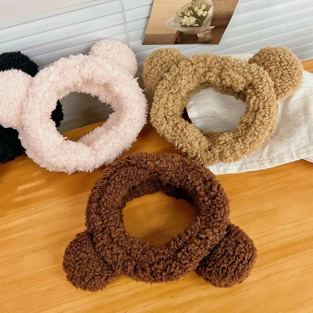 Cute Bear Hair Band Women's Face Wash Facial Mask Makeup Headwear Plush Hair Band Anti Slip Hair Band Hair Hccessories Peaceful Pleasures Health and Wellness