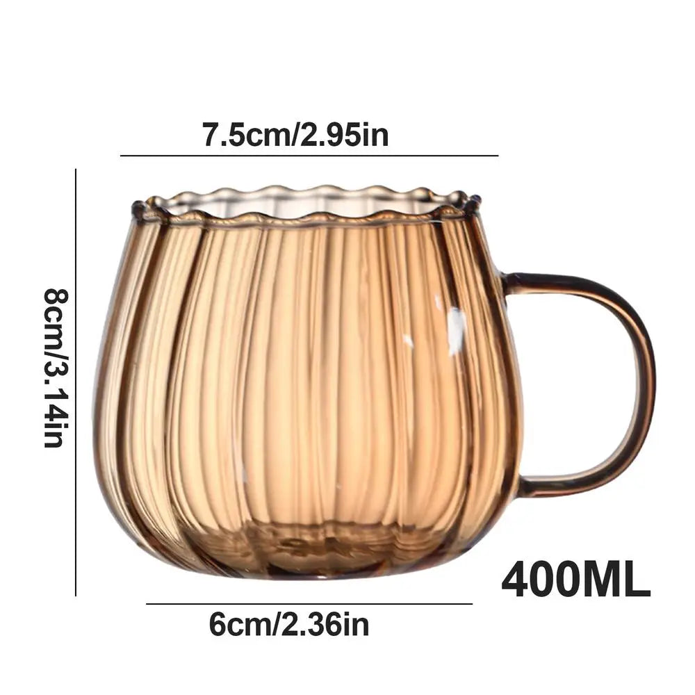 400ml Pumpkin Shape Glass Mug | Dishwasher Safe Coffee & Tea Cup Glass Mug Peaceful Pleasures Health and Wellness B 301-400ml