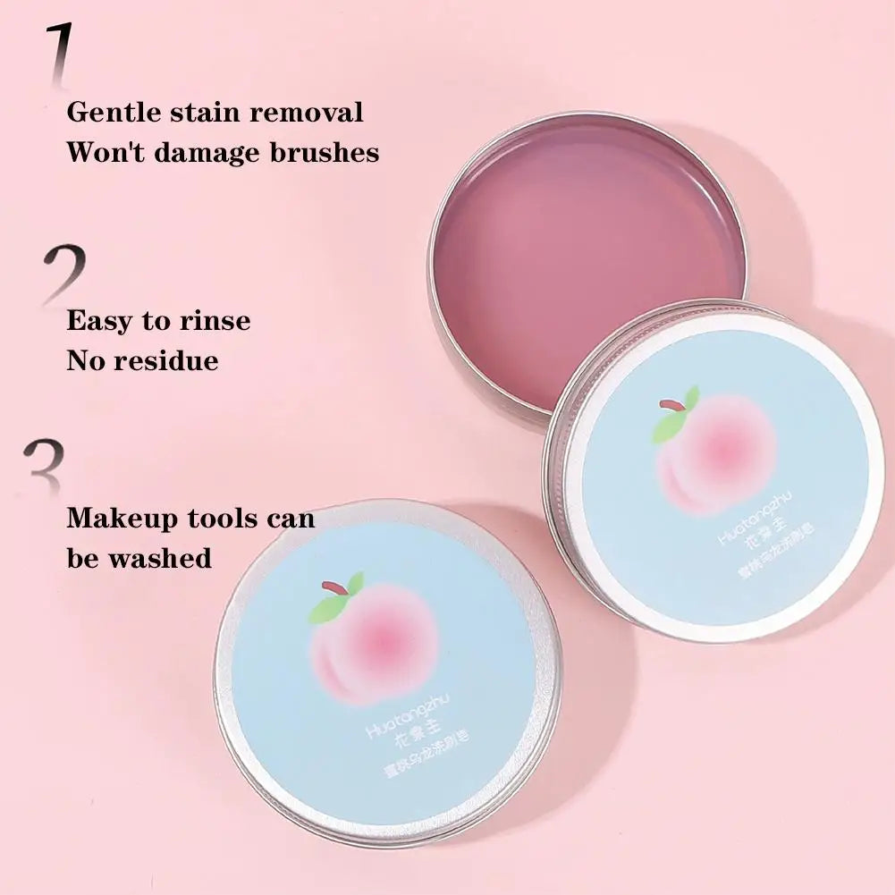 Makeup Brush Cleaner Soap & Silicone Mat – Deep Color Removal for Brushes, Sponges & Powder Puffs, Peach Oolong Scent Peaceful Pleasures Health and Wellness