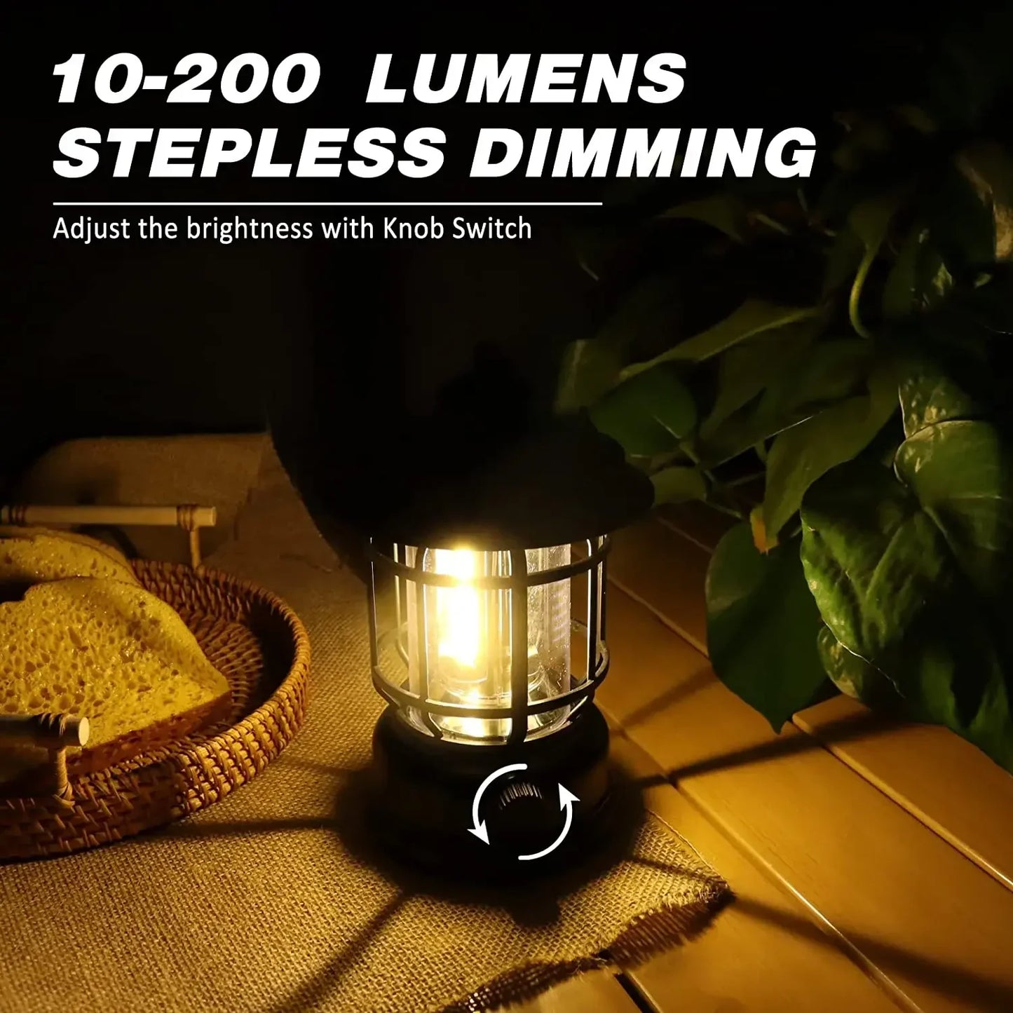 ESMARTER Rechargeable COB Camping Lantern – Stepless Dimming