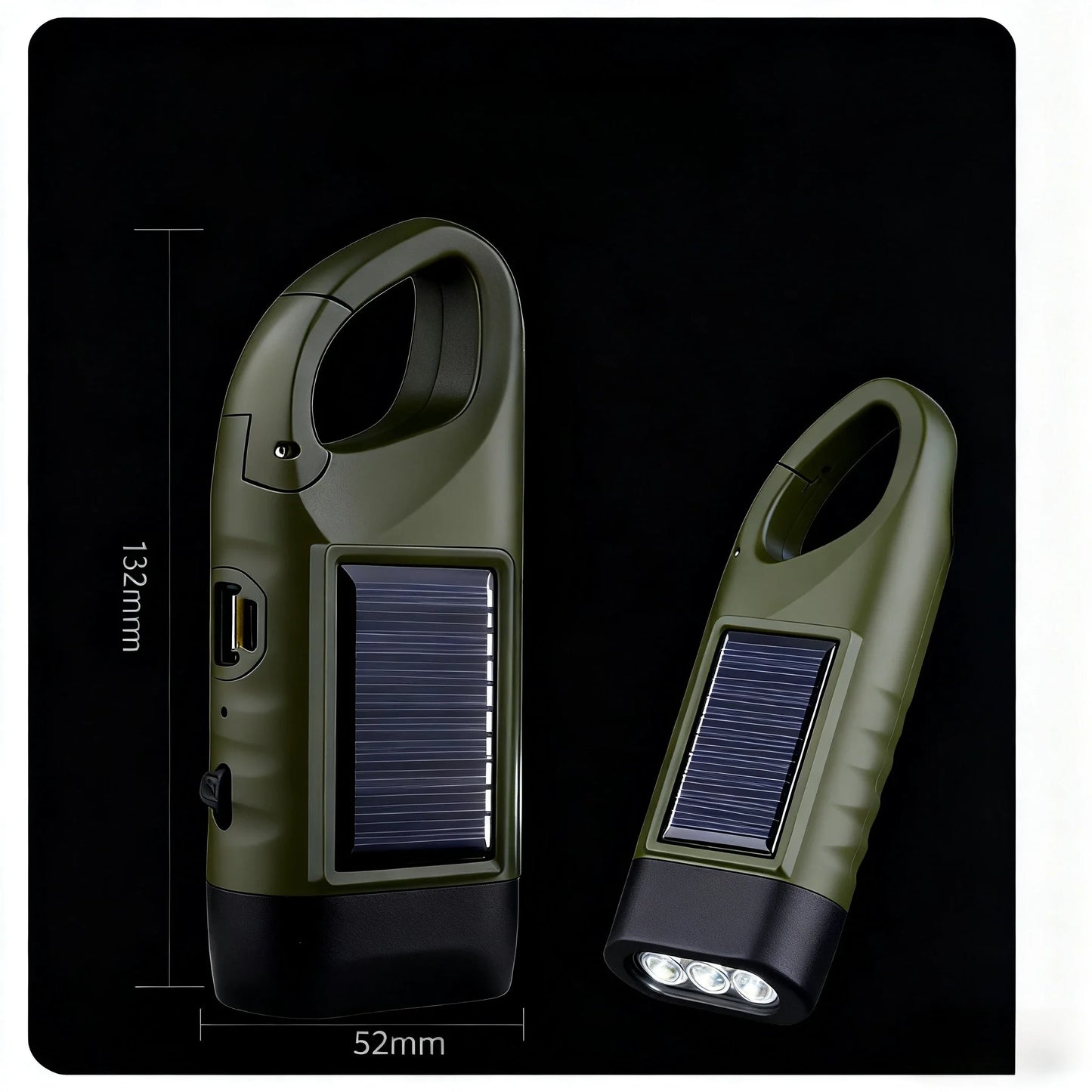 Solar Hand Crank LED Flashlight – Camping Emergency Torch