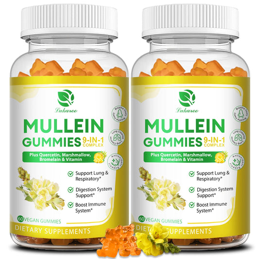 Lukaree Mullein Gummies 1000mg – Lung Cleanse & Respiratory Health Herbal Supplement Peaceful Pleasures Health and Wellness 2pcs United States