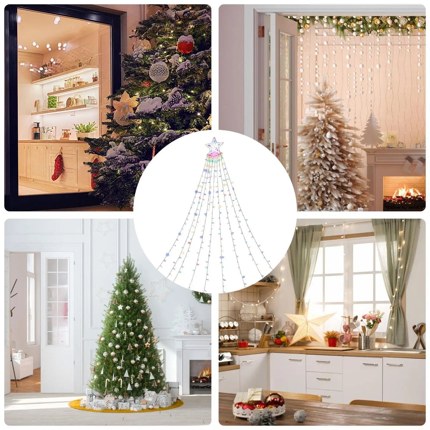 Solar Powered Christmas Lights 11Ft Multi-Mode With Remote Timer Solar Power Christmas Lights Outdoor Decor For Garden Pathway Peaceful Pleasures Health and Wellness