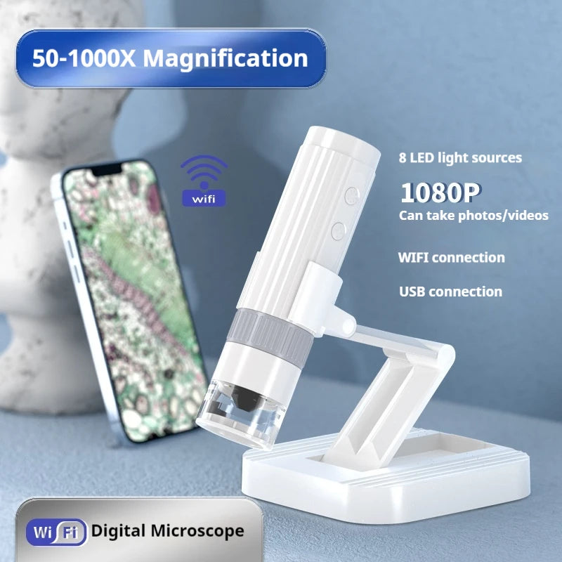 Wifi Electron Microscope 1000X Mobile Phone Microscope Digital Magnifying Glass Skin Detection Microscope Peaceful Pleasures Health and Wellness