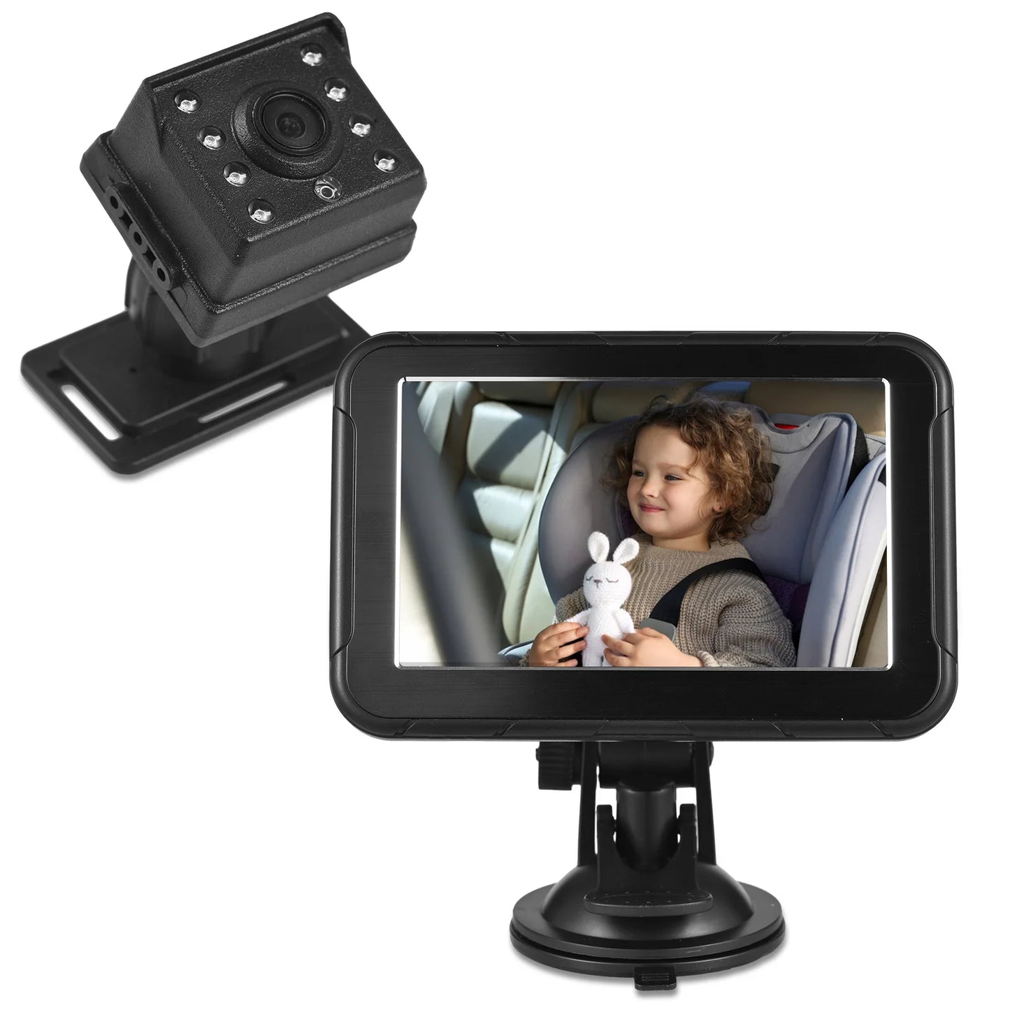1080P Baby Car Camera – 5" Monitor, Night Vision, 360° View